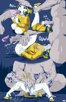 1boy 1girl ankle_grab arched_back ass bed_sheet blonde_hair clothed_female_nude_male condom condom_on_penis deepthroat facing_viewer fellatio female_ejaculation female_orgasm fingering fingernails half-closed_eyes hand_on_another's_head handjob head_back hetero highres jlullaby large_penis leg_grab loli lying morton_salt morton_salt_girl no_pupils nose nude on_back open_mouth oral orgasm panties penis pussy_juice raincoat reverse_fellatio sheet_grab short_hair sitting size_difference solo_focus spread_legs sweat teeth testicles text_focus thigh_grab tongue tongue_out trembling two-handed_handjob umbrella underwear upper_teeth_only veins veiny_penis x-ray