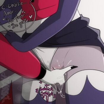 2girls artist_request charlie_morningstar cum fingering hand_in_panties hazbin_hotel hellaverse multiple_girls non-web_source panties pussy pussy_juice skirt source_request tagme underwear vaggie yuri