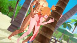 1boy 1girl 3d abs against_tree animated armpits ass ass_grab asymmetrical_hair bare_shoulders blush bouncing_breasts breasts completely_nude gen_1_pokemon groping gym_leader hair_tie half-closed_eyes hetero hunkymonkey legs medium_breasts misty_(pokemon) muscular navel nintendo nipples nude orange_hair outdoors palm_tree pokemon pokemon_(anime) pokemon_(classic_anime) ponytail sex shirt short_hair short_ponytail side_ponytail solo_focus standing standing_sex tagme tank_top thighs tree vaginal video wide_hips yellow_shirt