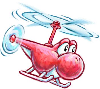 aircraft harada_masamichi helicopter helicopter_yoshi highres mario_(series) nintendo official_art simple_background solo third-party_source transformation transparent_background yoshi yoshi&#039;s_new_island