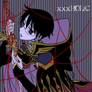 black_hair clamp code_geass cosplay fukuyama_jun glasses hood hoodie kururugi_suzaku kururugi_suzaku_(cosplay) lowres male_focus nico_(hero300) solo sword voice_actor_connection watanuki_kimihiro weapon xxxholic