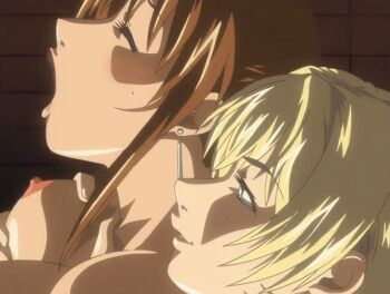 00s 2007 2futa american animated animated_gif bible_black bible_black_new_testament blue_eyes bouncing_breasts breasts brown_hair collarbone earrings futa_with_futa futanari grabbing_another&#039;s_breast grabbing_from_behind groping imari_kurumi implied_sex jewelry jody_crowley lipstick makeup multiple_futa nipples nude shin_bible_black side_ponytail smirk tagme