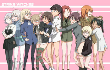 00s 501st_joint_fighter_wing 6+girls black_hair black_pantyhose blonde_hair blush breasts brown_hair charlotte_e._yeager couple eila_ilmatar_juutilainen erica_hartmann everyone eyepatch francesca_lucchini gertrud_barkhorn glasses grabbing_another's_breast groping highres hug long_hair lynette_bishop medium_breasts minna-dietlinde_wilcke miyafuji_yoshika multiple_girls murasaki one_eye_closed panties panty_pull pantyhose perrine_h._clostermann sakamoto_mio sanya_v._litvyak short_hair silver_hair strike_witches sv thighhighs twintails underwear white_pantyhose wink world_witches_series yuri