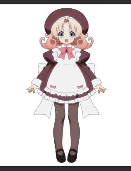 1girl 2000s_(style) bk_(barakoodra) black_pantyhose blue_eyes blush bow dot_nose dress faux_retro_artstyle hat looking_at_viewer mary_janes medium_hair open_mouth original pantyhose pink_hair puffy_sleeves shoes smile solo