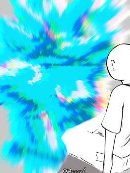 1boy 1girl artist_name blue_theme blush braixen energy evolution female_focus furry furry_female gen_6_pokemon glowing highres nintendo pokemon pokemon_(creature) signature sitting sitting_on_lap sitting_on_person solo twitter_username wide-eyed wozzu