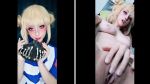 alicekyo animated blonde_hair blush boku_no_hero_academia breasts cosplay costume double_bun female_masturbation fingering green_eyes hair_bun makeup masturbation nipples nude pale_skin photo_(medium) pussy sidelocks solo sound split_screen tagme toga_himiko toga_himiko_(cosplay) uncensored video