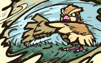 Rule 34 | beak, bird, commentary, english commentary, full body, gen 1 pokemon, ishmam, nintendo, no humans, pidgey, pokemon, pokemon (creature), pokemon focus, pokemon move, sand attack (pokemon), solo