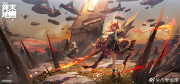 Rule 34 | 2girls, arknights, arknights: endfield, bahao diqiu, bare shoulders, black boots, black dress, black gloves, boots, chinese commentary, commentary request, demon girl, demon horns, detached sleeves, dress, gloves, high heel boots, high heels, highres, holding, holding sword, holding weapon, horns, logo, long hair, looking at viewer, multiple girls, nun, nun headdress, official art, purple eyes, red hair, short hair, sleeveless, sleeveless dress, slit pupils, sword, thigh strap, watermark, weapon, weibo username, weibo watermark, xaihi (arknights)