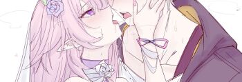 1boy 1girl after_kiss caelus_(honkai:_star_rail) cyrene_(honkai:_star_rail) cyrene_(ripples_of_past_reverie)_(honkai:_star_rail) face-to-face feint721 honkai:_star_rail honkai_(series) kiss looking_at_another saliva saliva_trail simple_background tongue tongue_out trailblazer_(honkai:_star_rail) upper_body white_background