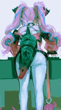 1girl absurdres arknights arknights:_endfield ass belt highres pants pink_hair sakiyo tagme tail twintails yvonne_(arknights)