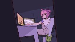 1futa ahoge animated bestiality blue_eyes blush bottomless chair cleft_of_venus computer computer_mouse deer desk futanari hair_bun highres liveactors masturbation monitor navel on_chair penis pink_hair pornography pussy shirt sitting slippers smile solo spread_legs steam_(platform) steam_delivery_girl tagme thighhighs top-down_bottom-up uncensored video x-ray