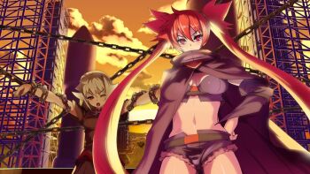 2girls akaga_hirotaka arcana_heart arcana_heart_3 ass expressionless multiple_girls official_art scharlachrot source_request tagme weiss_(arcana_heart)