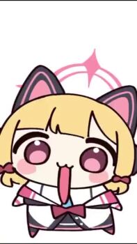 Rule 34 | 1girl, :3, :d, all fours, animal ear headphones, animal ears, animated, audible music, blonde hair, blue archive, blue necktie, bow, cat ear headphones, cat ears, closed mouth, donmin h, fake animal ears, hair bow, halo, headphones, jacket, meme, momoi (blue archive), necktie, off shoulder, open mouth, pink bow, pink eyes, pink halo, shirt, simple background, smile, solo, sound, tagme, video, white background, white jacket, white shirt