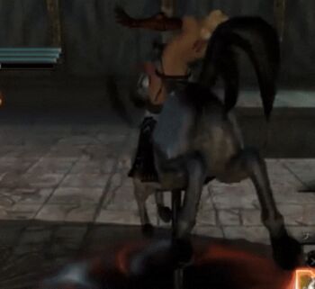 animated animated_gif bdsm blood blood_splatter deception_iv_another_princess deep_penetration guro implied_penetration lowres non-web_source object_insertion object_riding struggling torture vaginal vaginal_object_insertion wooden_horse