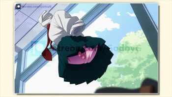 1girl artist_name boku_no_hero_academia breasts classroom cloud day egg_vibrator felipe_godoy hagakure_toru highres indoors invisible necktie panties pantyshot patreon_username pink_panties red_necktie school_uniform sex_toy shirt short_sleeves skirt sky solo solo_focus tagme see-through_body tree underwear vibrator vibrator_under_clothes vibrator_under_panties watermark white_shirt window