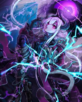 1girl absurdres alternate_form dark_persona dragon_girl dragon_horns dragon_tail dutch_angle fingernails fire_emblem fire_emblem_shadows hair_between_eyes hat highres horns iipzeyjhms0dohl long_fingernails long_hair long_sidelocks long_sleeves nintendo official_alternate_eye_color official_alternate_hair_color official_alternate_hairstyle pointy_ears red_eyes shea_(fire_emblem) sidelocks solo tail very_long_hair very_long_sidelocks white_hair