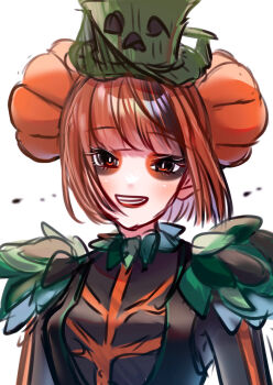 1girl absurdres aoiyuuna_811 bow character_request disneyland dress gloves halloween_costume hat highres long_hair long_sleeves looking_at_viewer makeup orange_eyes orange_hair simple_background smile solo