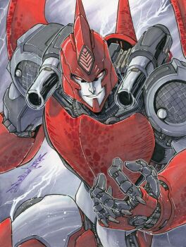 alex_milne beast_wars helmet humanoid_robot light_smile machine mecha mecha_focus no_humans predacon robot shoulder_cannon solo terrorsaur transformers