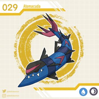 alisfakemon artist_name character_name fakemon fish full_body highres instagram_logo instagram_username nintendo no_humans original pokemon pokemon_(creature) sharp_teeth solo teeth twitter_logo twitter_username