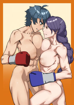 Rule 34 | 2girls, ass, catfight, highres, multiple girls, nude, rggr, stare down, tagme