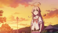 1boy 1girl @_@ ahoge animated anime_screenshot bag blue_shirt boots closed_eyes diaper fat fat_man glasses grabbing_another&#039;s_arm green_eyes hat heavy_breathing highres imminent_rape loli long_hair mars_symbol nukigee_mitai_na_shima_ni_sunderu_watashi_wa_dou_surya_ii_desu_ka? old old_man outdoors pink_hair pushing school_uniform shirt shoes skirt smile socks sound subtitled tagme tearing_up tears thighhighs venus_symbol video watarai_hinami white_shirt white_socks white_thighhighs