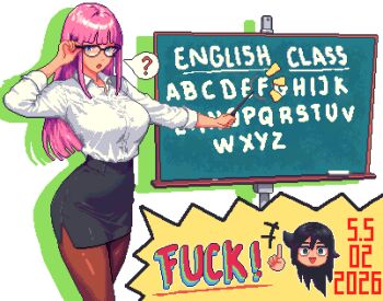 Rule 34 | 2girls, bags under eyes, black hair, blunt bangs, breasts, dated, hair between eyes, holding, katou asuka, kuroki tomoko, large breasts, long hair, multiple girls, open mouth, pink hair, pixel art, santiagodraws, shirt, smile, watashi ga motenai no wa dou kangaetemo omaera ga warui!, yuri