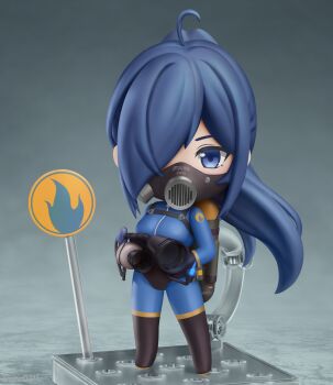 Rule 34 | 1girl, absurdres, ahoge, black boots, black gloves, blu pyro (tf2), blue bodysuit, blue eyes, blue hair, bodysuit, boots, breasts, fire, flamethrower, full body, gas mask, genderswap, genderswap (otf), gloves, hair over one eye, highres, holding, holding flamethrower, holding weapon, large breasts, long hair, looking at viewer, mask, oxygen tank, ponytail, pyro (tf2), respirator, shiori2525, solo, standing, team fortress 2, thigh boots, weapon, zipper, zipper pull tab