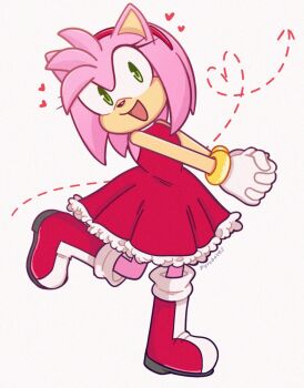 amy_rose boots dress gloves green_eyes leg_lift loli lolita_fashion medium_hair petite pink_fur pink_hair pyroboxes sega smile sonic_(series)