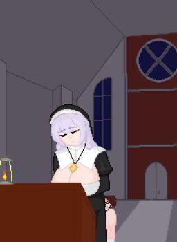 2futa animated animated_gif arms_up autofacial black_dress black_veil blue_eyes boots bouncing_breasts bouncing_penis breasts breasts_apart breasts_out bulge church cleavage clothing_aside coif cum cum_in_mouth cum_in_own_mouth cum_in_pussy cum_on_body cum_on_breasts cum_on_self cum_on_upper_body cum_overflow curtains door dress ejaculating_while_penetrated ejaculation erection erection_under_clothes facial folded futa_with_futa futanari gaiha63 habit hair_over_eyes handsfree_ejaculation high_heel_boots high_heels huge_breasts huge_penis indoors jewelry juliet_sleeves knee_boots lace-up_boots lantern large_penis leg_grab long_hair long_sleeves lying missionary multiple_futa nipples no_panties nun on_back original pendant penis pixel_art puffy_sleeves purple_hair pussy sex sidelocks spread_legs thighhighs uncensored vaginal veil white_thighhighs window wooden_floor