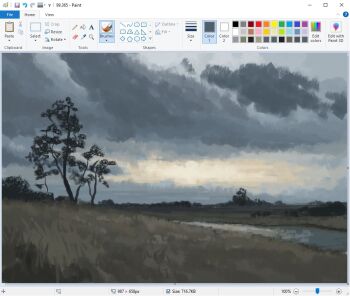 art_program_in_frame christian_young cloud cloudy_sky commentary forest grass landscape microsoft_paint_(medium) microsoft_paint_(software) nature no_humans original outdoors painterly river riverbank savannah scenery screencap sky tree