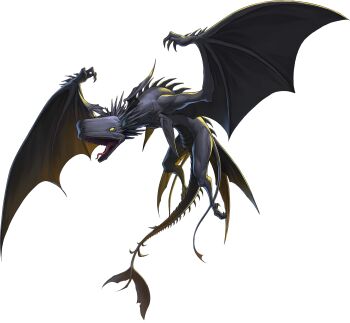 Rule 34 | artist request, black skin, colored skin, commentary, demon (megami tensei), english commentary, highres, no humans, official art, open mouth, persona, persona 5, persona 5: the phantom x, seth (megami tensei), sharp teeth, shin megami tensei, solo, spikes, teeth, third-party source, tongue, tongue out, transparent background, wings, yellow eyes