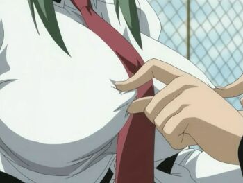 00s 1girl 2005 animated animated_gif bible_black bible_black_only bouncing_breasts breasts clothes_pull grabbing_another's_breast green_hair groping ito_mika large_breasts necktie nipple_arousal nipple_stimulation nipple_stimulation_through_clothes nipple_tweak nipple_tweak_through_clothes nipples_getting_hard open_clothes outdoors school school_roof school_rooftop school_uniform sunset tagme