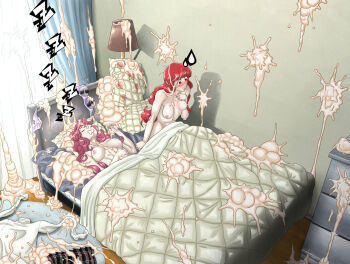 1futa 1girl aftersex anna_(fire_emblem) blanket blush bra breasts bukkake bulge closed_eyes completely_nude crossover cum cum_on_body cum_on_hair cum_on_wall drooling excessive_cum fire_emblem futa_with_female futanari highres indoors lamp lemonfiti long_hair medium_breasts mouth_drool nintendo nipples nude on_bed panties persona persona_5 pillow pink_hair quilt red_eyes red_hair shirt skirt sleeping smile sweatdrop underwear unworn_bra unworn_panties unworn_shirt unworn_skirt yoshizawa_sumire zzz