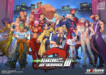 6+boys 6+girls abubo afro alice_carroll_(rotd) annie_murakami arms_behind_head bare_shoulders beanie bike_shorts black_dress black_gloves black_hair black_pants black_shoes black_thighhighs blonde_hair blue_hair blue_jacket blue_pants blue_ribbon blue_sandals bodysuit boots breasts bridal_gauntlets brown_boots brown_hair cassandra_murata chinese_clothes choker clenched_hand clothes_around_waist clothing_cutout coat copyright_name copyright_notice cross cross_choker dark-skinned_female dark-skinned_male dark_skin detached_sleeves dress drill_hair elbow_gloves elias_patrick everyone fat fat_man fingerless_gloves gloves green_hat green_pants grey_hair grin hair_ribbon hand_on_own_hip hands_on_own_hips hat heart heart_print inomura_oni jacket jacket_around_waist jae-mo_kang james_lewis johann large_breasts long_hair lynn_baker medium_breasts midriff mr_jones multiple_boys multiple_girls muscular muscular_male navel navel_cutout official_art orange_jacket pants pepe_rodriguez pink_hair pink_tank_top pupa_salgueiro purple_coat radel rage_of_the_dragons red_eyes red_gloves red_hair red_pants revealing_clothes ribbon sandals shoes short_hair sleeveless sleeveless_coat smile sonia_romanenko standing standing_on_one_leg sunglasses tank_top thighhighs topless_male twin_drills white_hair white_pants white_thighhighs william_lewis yellow_bodysuit