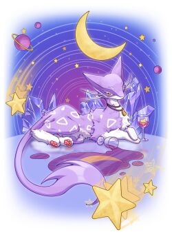 Rule 34 | absurdres, brown eyes, crescent moon, cup, drinking glass, gen 5 pokemon, highres, kianyemao, liepard, looking at viewer, moon, nintendo, no humans, pawpads, planet, planetary ring, pokemon, pokemon (creature), purple fur, solo, star (symbol), tail, two-tone fur, white fur, wine glass