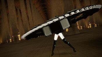 4girls animated animated_gif armor black_legwear fighting frame_arms_girl gourai_(frame_arms_girl) green_eyes heads-up_display materia_kuro materia_shiro mecha_musume multiple_girls panties striped_clothes striped_panties stylet underwear user_interface weapon white_hair