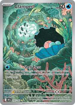 artist_name card_(medium) character_name clamperl closed_eyes company_name copyright_name copyright_notice coral english_text gen_3_pokemon mori_yuu nintendo official_art pokemon pokemon_(creature) pokemon_card pokemon_focus pokemon_tcg seaweed shell solo third-party_source trading_card underwater