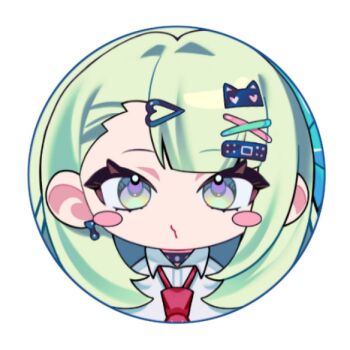 1girl angels_of_delusion bandaid bandaid_hair_ornament bubuchi collar collared_shirt commentary earrings english_commentary green_hair hair_ornament jewelry multiple_hair_clips musical_note_earrings necktie portrait red_necktie shirt sunna_(zenless_zone_zero) white_shirt zenless_zone_zero