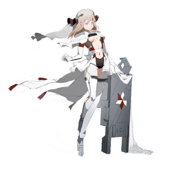 1girl blonde_hair breasts chinese_commentary clothing_cutout commentary_request elbow_gloves full_body gloves highres long_hair long_sleeves original purple_eyes simple_background sketch small_breasts solo thigh_cutout underboob veil vihua6 white_background white_gloves