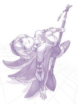 1girl absurdres arched_back bare_shoulders black_bow black_hat bow breasts charm_(object) checkered_floor cleavage closed_mouth commentary detached_sleeves english_commentary garter_straps greyscale hammer hat high-waist_shorts highres holding holding_hammer holding_weapon hoseki1510 large_breasts looking_at_viewer mole mole_under_mouth monochrome monster_girl ringed_eyes scylla shadow shirt short_hair shorts simple_background single_garter_strap single_thighhigh solo suction_cups tentacle_girl tentacle_tail tentacles thighhighs torn_clothes torn_thighhighs weapon white_background white_shirt yidhari_murphy zenless_zone_zero