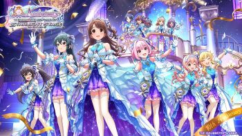 6+girls anniversary artist_request blonde_hair blue_hair breasts brown_eyes brown_hair hayami_kanade hayasaka_mirei ichinose_shiki idol idolmaster idolmaster_cinderella_girls idolmaster_cinderella_girls_starlight_stage long_hair matoba_risa medium_breasts medium_hair morikubo_nono multiple_girls official_art ohtsuki_yui pink_hair purple_hair red_eyes red_hair saionji_kotoka shimamura_uzuki stage standing twintails yellow_eyes yumemi_riamu