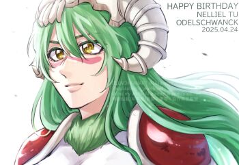 1046sstep_btoh 1girl bleach bleach:_sennen_kessen-hen espada green_hair long_hair nelliel_tu_odelschwanck solo