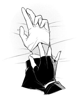 2boys bed_sheet dosukoiponiponi fingerless_gloves fingernails full-stop_office_(identity)_(project_moon) gloves hand_focus hand_in_another&#039;s_glove heathcliff_(project_moon) highres hong_lu_(project_moon) implied_yaoi limbus_company long_sleeves male_focus multiple_boys project_moon