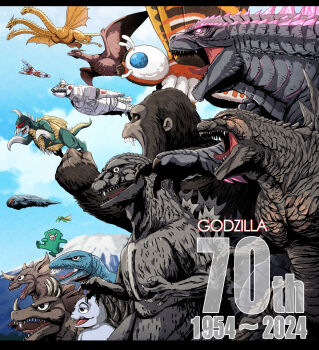 1954 2024 absurdres alien anguirus anniversary antennae ape baragon_(godzilla) beak blue_eyes blue_sky bright_pupils bug caws character_name chibi chibi_godzilla chibi_godzilla_raids_again cloud colored_sclera compound_eyes copyright_name crossover cyborg day destroy_all_monsters dinosaur do_your_best,_chibi_godzilla dragon elbow_spikes english_text extra_tails facial_scar fangs father_and_son flying forest ghidorah,_the_three-headed_monster giant giant_monster giant_robot gigan gills glowing glowing_eyes glowing_gills glowing_pupils glowing_spikes godzilla godzilla_(1954_movie) godzilla_(monsterverse) godzilla_(series) godzilla_evolved godzilla_minus_one godzilla_vs._gigan godzilla_vs._hedorah godzilla_vs._king_ghidorah godzilla_vs._mechagodzilla godzilla_vs._megalon_(1973) godzilla_vs._mothra godzilla_x_kong:_the_new_empire gorilla gorosaurus hedorah highres hook_hand horns hydra i'm_home!_chibi_godzilla insect jet_jaguar kaiju kamacuras king_ghidorah king_kong king_kong_(series) king_kong_escapes legendary_pictures mandibles mecha mechagodzilla minilla monster monsterverse moth mothra mount_fuji mountain multiple_heads multiple_persona nature nkeo no_humans no_pupils orange_eyes pink_eyes praying_mantis pteranodon pterosaur real_world_location red_eyes red_sclera roaring robot rodan scar scar_on_cheek scar_on_chest scar_on_face sharp_teeth sky slime_(creature) snow son_of_godzilla space_monster spikes tail teeth toho tongue tree white_pupils wings yellow_eyes