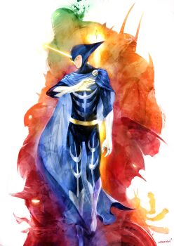 absurdres android artist_name belt black_bodysuit blue_cape bodysuit boots bora_(tetsuwan_atom) brando_(tetsuwan_atom) cape commentary_request epsilon_(tetsuwan_atom) extra_arms fedora gerhart_(tetsuwan_atom) gloves glowing glowing_eyes glowing_horns gold_belt hat helmet hercules_(tetsuwan_atom) highres horns humanoid_robot mont_blanc_(tetsuwan_atom) naratani north_no._2_(tetsuwan_atom) painterly pluto_(tetsuwan_atom) pointy_nose robot signature single_horn tetsuwan_atom white_background white_boots white_gloves wimple yellow_eyes