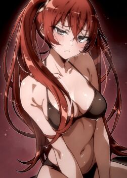 1girl bikini blush breasts fire_emblem fire_emblem_awakening long_hair looking_at_viewer medium_breasts naoillus nintendo red_hair severa_(fire_emblem) swimsuit twintails