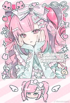 1girl blush character_request commentary_request danganronpa_(series) evodtonaeco hair_ornament highres looking_at_viewer original pink_eyes pink_hair tagme