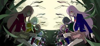 Rule 34 | 6+girls, alternate color, animal ears, bad id, bad pixiv id, rabbit ears, clone, female focus, full moon, highres, moon, multiple girls, otaku (artist), palette swap, reisen udongein inaba, touhou