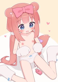 1girl absurdres animal_ears animal_hands blue_eyes blush boots bow bow_panties chromu commission flat_chest gloves hair_bow highres indie_virtual_youtuber large_variant_set loli low_twintails nipples open_mouth panties paw_gloves pink_bow raccoon_ears raccoon_girl raccoon_tail remote_control_vibrator second-party_source sex_toy sitting skeb_commission solo tail topless_female twintails underwear underwear_only variant_set vibrator vibrator_cord vibrator_under_clothes virtual_youtuber wariza white_boots white_panties yuune_(ayanepuna)