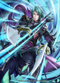 1boy circlet commentary_request company_name fire_emblem fire_emblem_cipher fire_emblem_fates kaze_(fire_emblem) leaf male_focus ninja nintendo official_art p-nekor parted_lips short_hair solo throwing